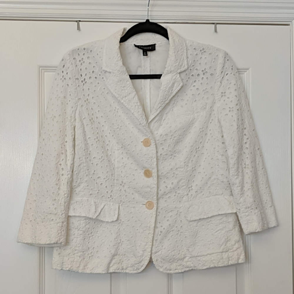 *Sold*TALBOTS Eyelet 3/4 Sleeve Blazer - Picture 1 of 5